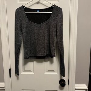 Old Navy Black & Silver Sparkly Croptop. Medium. Great clubbing or New Years Top